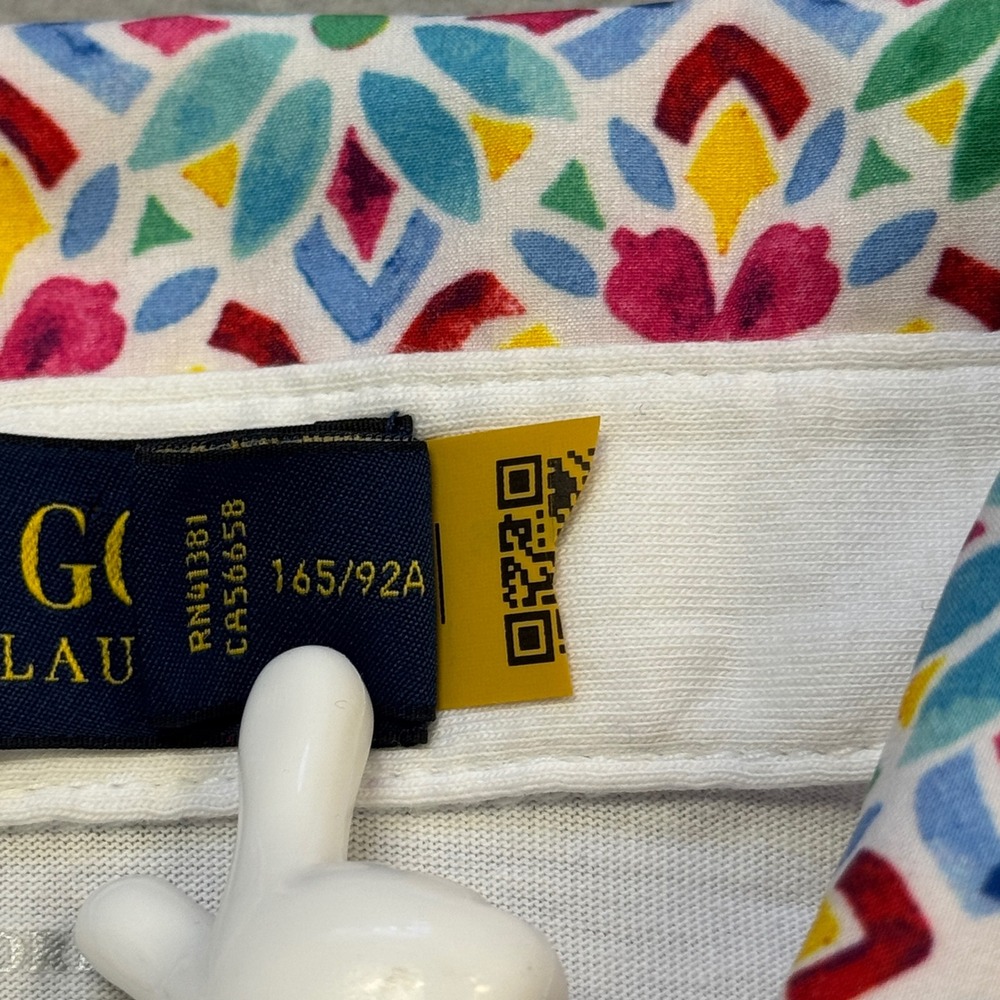 Polo Golf Ralph Lauren Polo Shirt Women's M White Multi Color Floral Collar - Picture 3 of 8